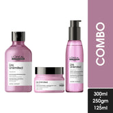 L’Oreal Professionnel Liss Unlimited Shampoo 300ml, Hair Mask 250gm and Hair Serum 125ml Combo
